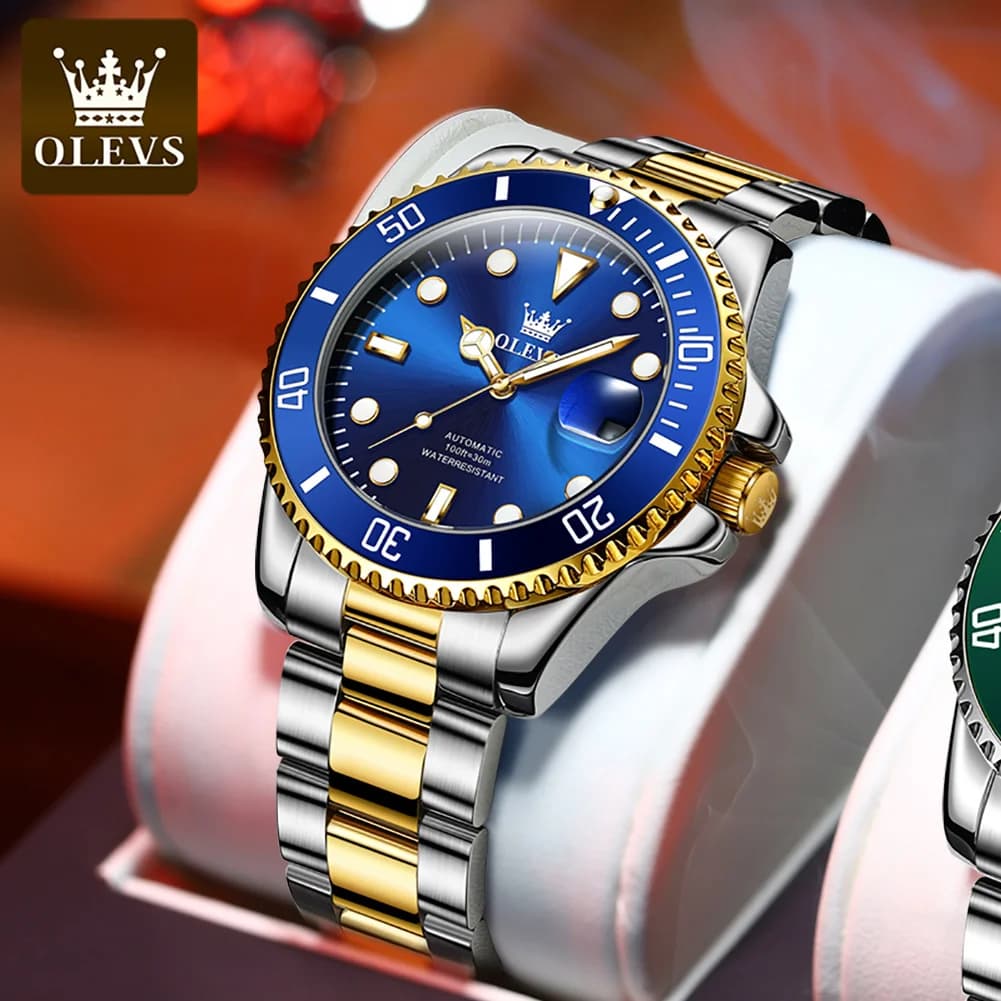 OLEVS 6650 Orologio da uomo Classico orologio meccanico automatico originale per uomo Scala zircone Impermeabile luminoso in acciaio inossidabile Reloj