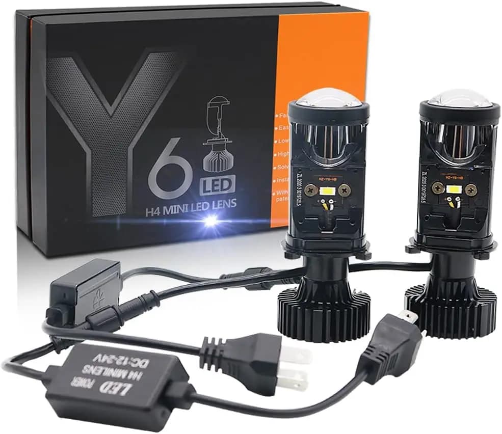 2 lampadine LED H4/9003/HB2 con mini lente proiettore, abbaglianti/anabbaglianti, 16000 lumen per retrofit o aggiornamento fari fendinebbia