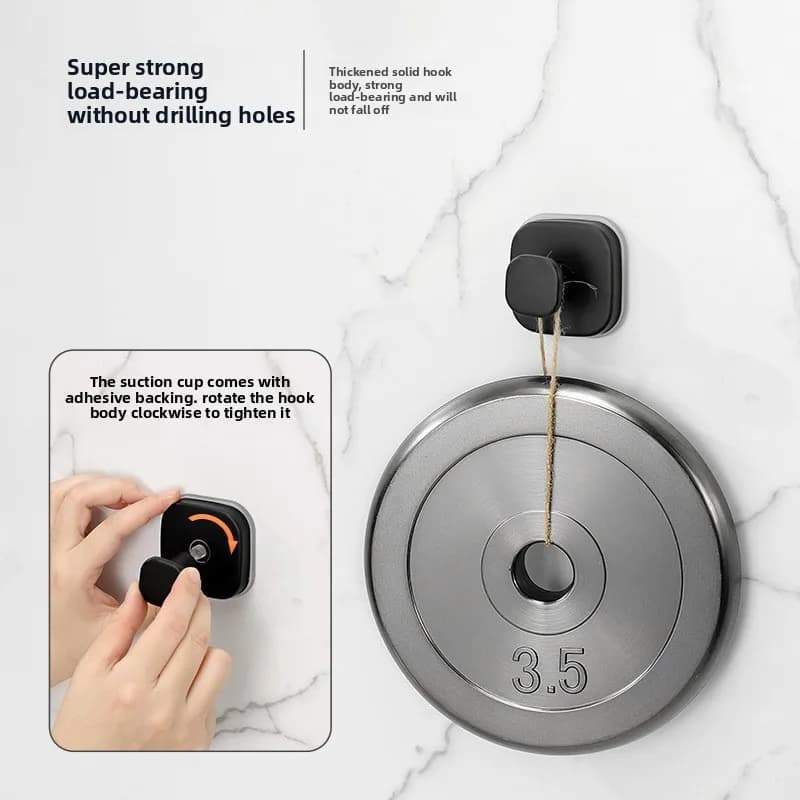 Gancio a ventosa quadrato in acciaio inossidabile, gancio per vestiti resistente, senza foratura, gancio a vuoto per bagno e toilette