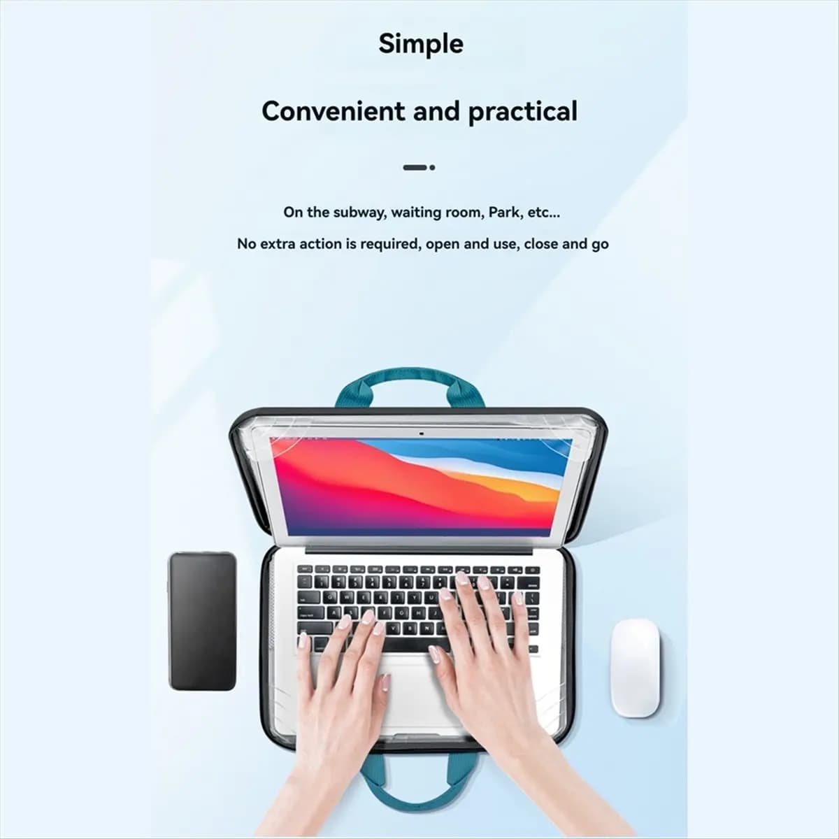 A17G Waterproof Laptop Bag, Tablet Bag Sleeve Handbage Portable Notebook Briefcase 15 Inch Dark Blue + Gray