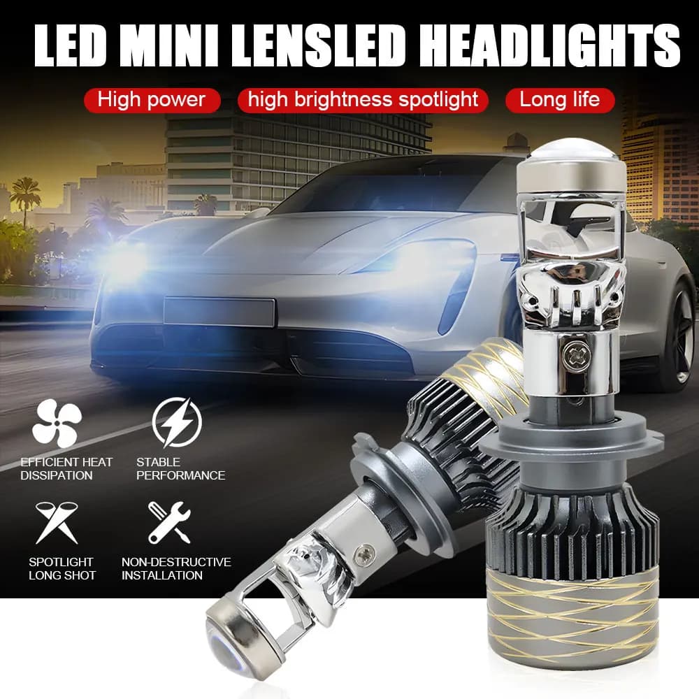 Lampadina LED Proiettore Mini Lente 1000W 1000000LM H7 H4 Canbus per Fari Auto H11 H8 9005 9006 HB3 HB4 6000K per Auto e Moto