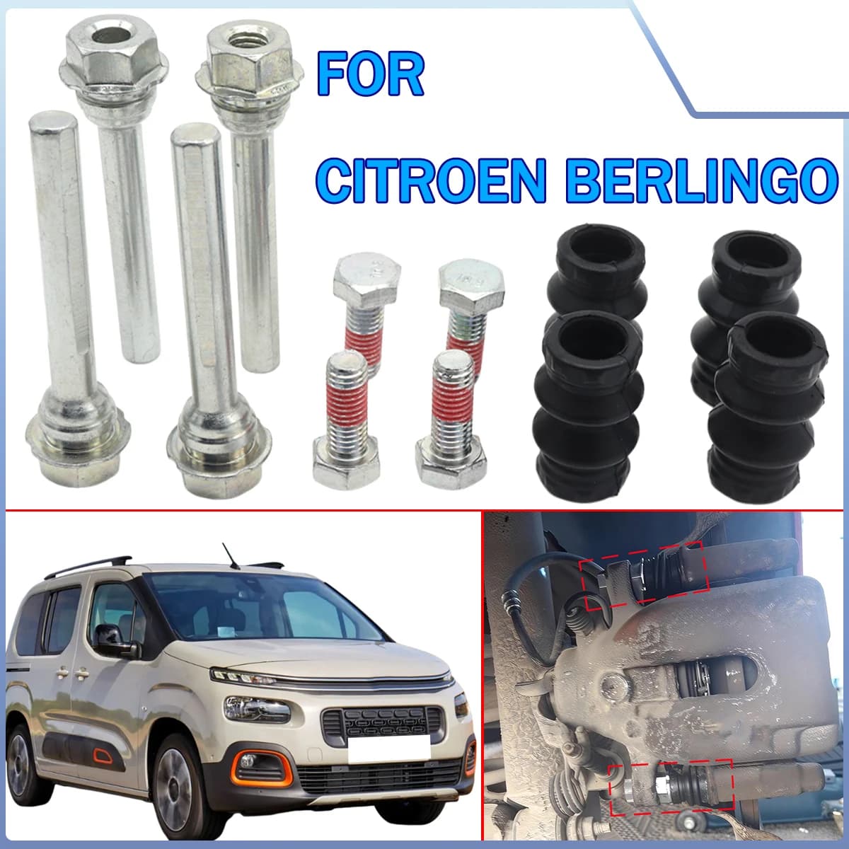 Perno Guida Cilindro Pinza Freno Anteriore Sinistro Posteriore Destro per Kit Ricostruzione Guarnizioni Cuscinetti Ricambi Auto per CITROEN BERLINGO