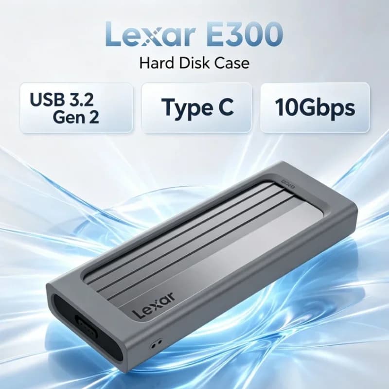 Lexar E300 USB 3.2 Gen 2 Type C M.2 SSD Enclosure NVMe Mobile External Hard Disk Case for 2230/2242/2260/2280 SSD