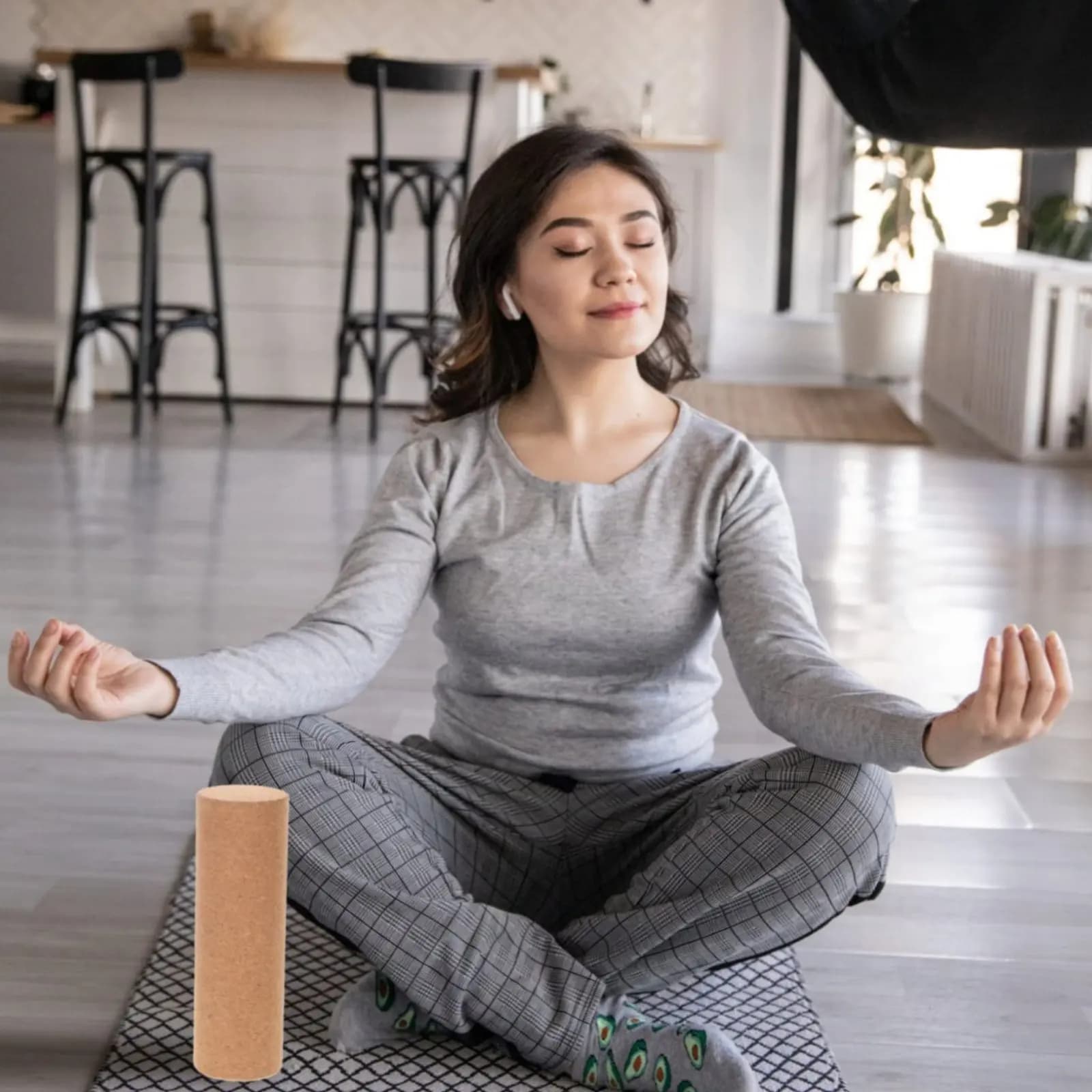 Rullo in Sughero per Massaggio Muscolare, Mini Rullo Portatile, Facile da Impugnare, Strumento Fitness Ecologico per Allenamento a Casa