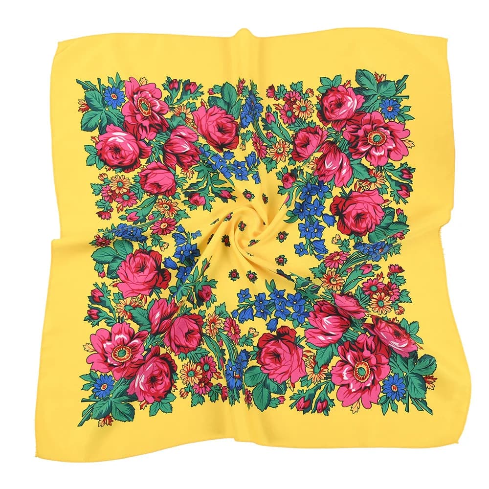 70*70 cm Stile Russo Sciarpa Quadrata Donna Lusso Stampa Floreale Bnadana Fascia Sciarpe Babushka Fazzoletto Avvolge la Testa