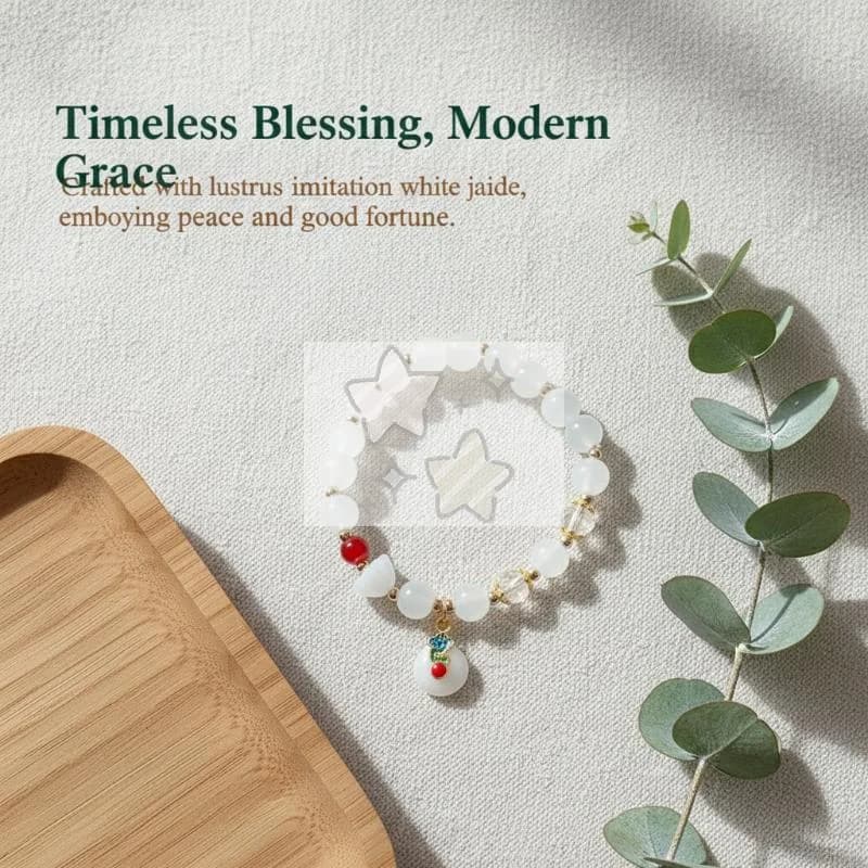Nuovo Braccialetto Imitazione Giada Bianca Ruyi con Chiusura di Sicurezza, Elegante Gioiello per Studenti, Bracciale in Stile Antico