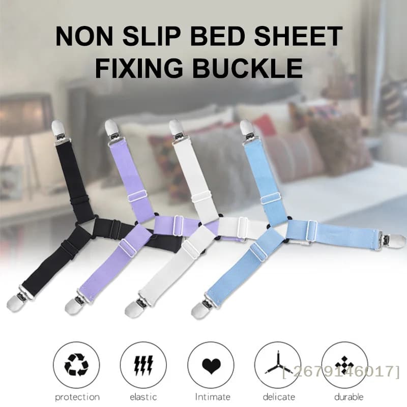 【YY26】4 clip per lenzuola con elastici regolabili, fermagli per lenzuola, supporti per organizzare la casa, clip per coprimaterasso