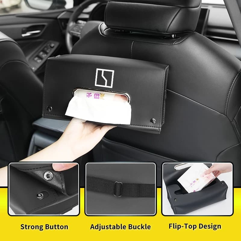 Car Seat Universal Square Tissue Storage Box PU Leather Paper Bag Accessories For Zeekr 001 FR 007GT EX1E MIX X 007 009 7X