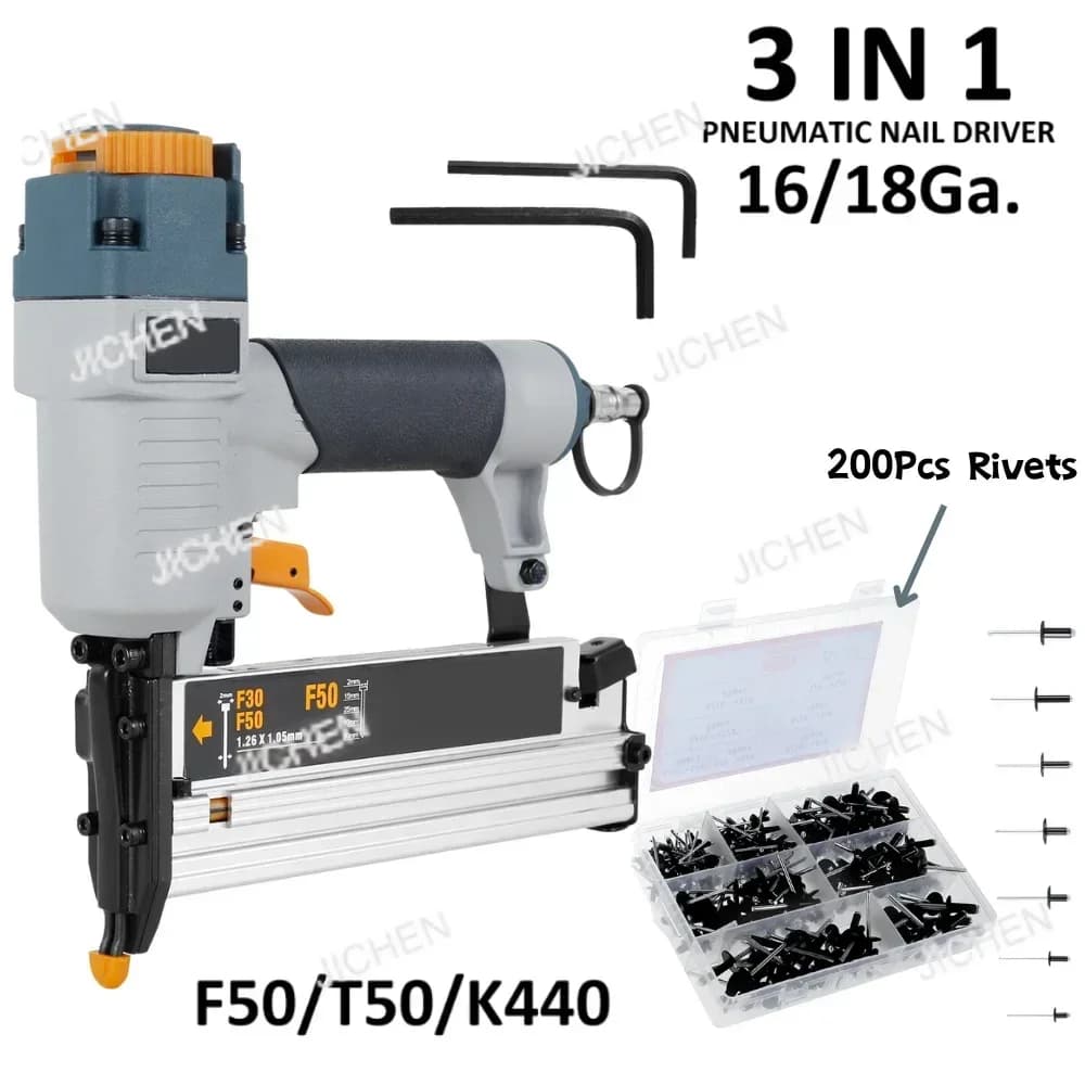 JCT BOBINA NAILER NAIL Carpentiere Chiodo pneumatico 16Ga/18Ga Cucitrice ad aria per la lavorazione del legno T50 F50 440K Chiodi