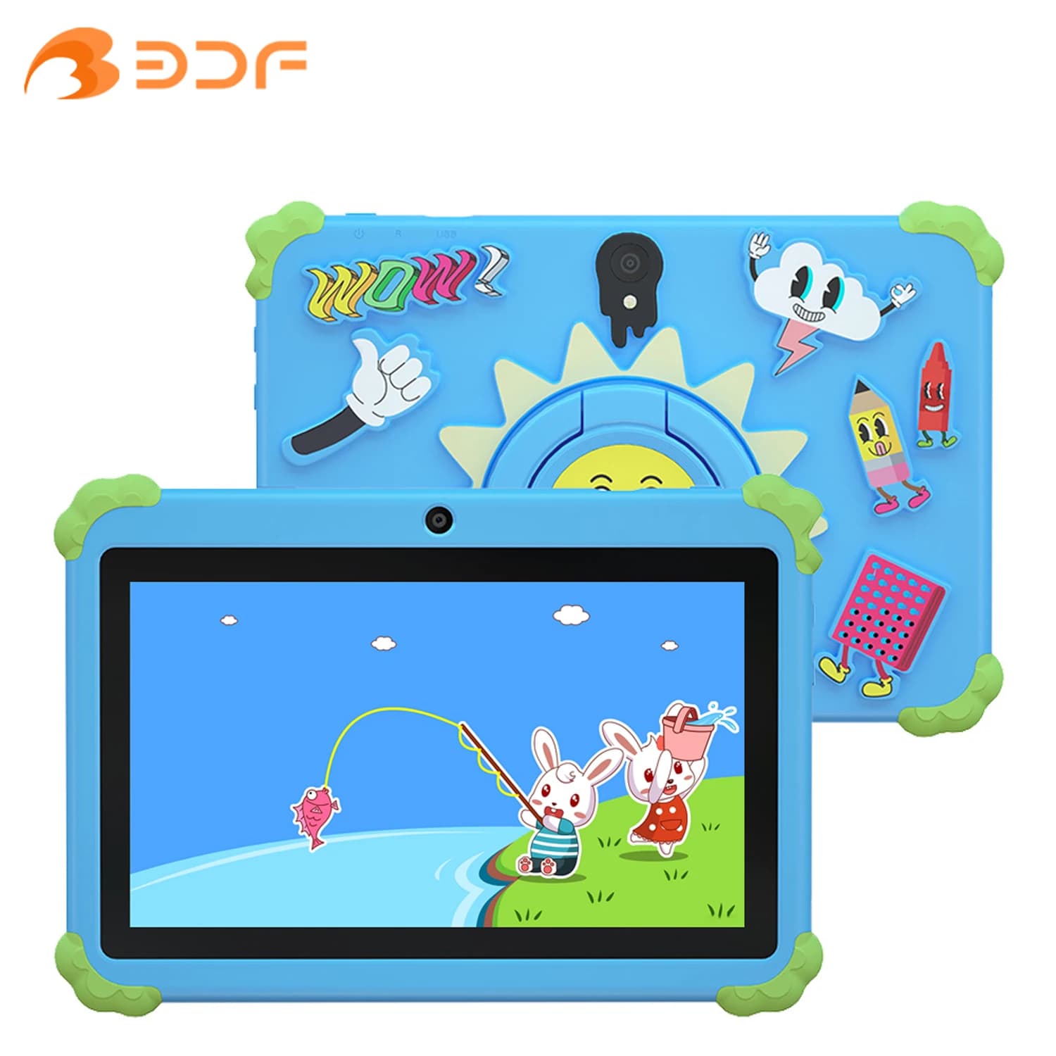 New children's tablet with 7 inch cartoon pattern Android 13, 4 GB of 64 GB ROM RAM, 1 TB expansion, WiFi, 4000 mAh battery, double camera, Google Pad
