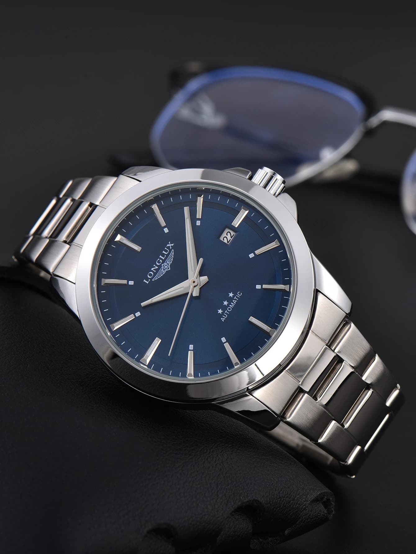 Men's automatic watch with business date, mechanical watches, waterproof, stainless steel, bright and minimalist, gift for you