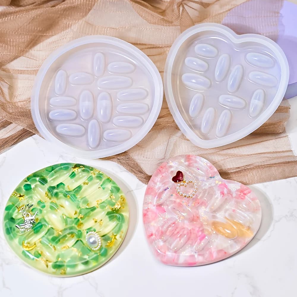 Stampo in silicone S0150 a forma di cuore per espositore anelli, per gioielli fai da te in resina e gesso