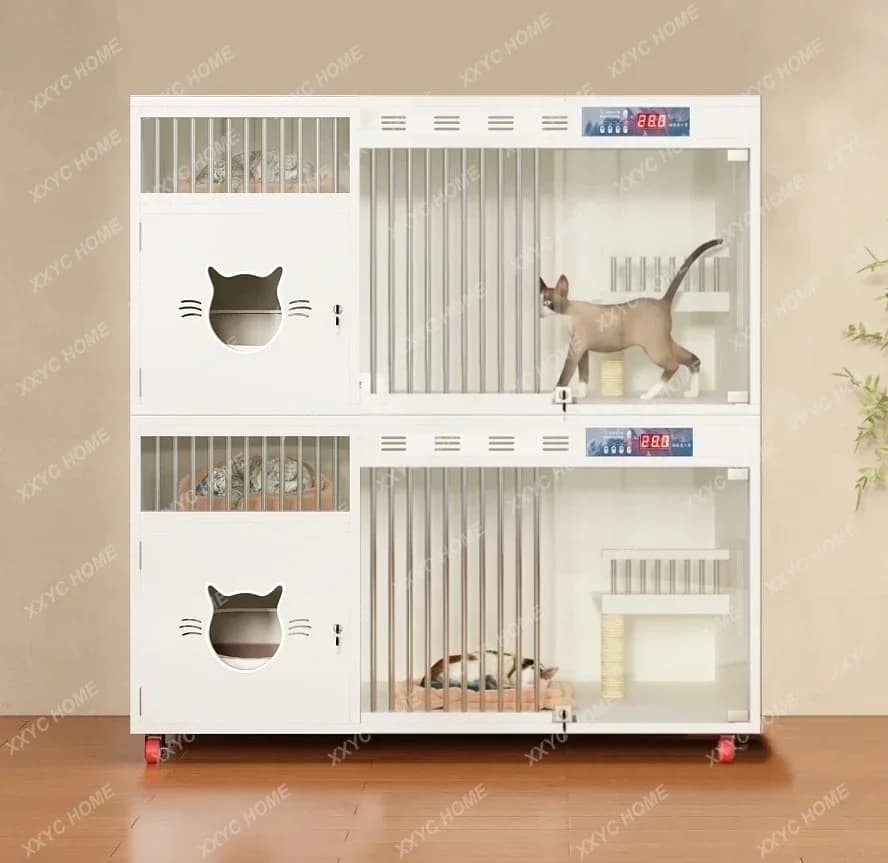 Armadietto per gatti in legno massello, gabbia per nido per gatti, per uso domestico, per interni, per quattro stagioni, sala di consegna universale a temperatura costante, casa per gatti