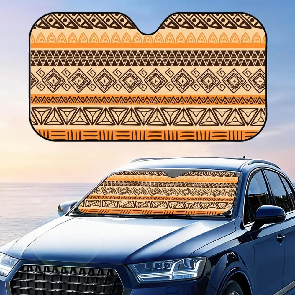 Parasole pieghevole per parabrezza auto Samoa Totem Sun Visor, protezione UV, isolamento termico riflettente, copertura riutilizzabile