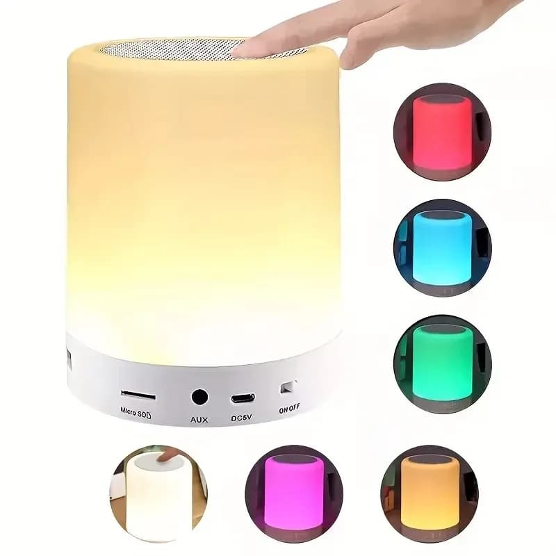 2024 Lampada da comodino Bluetooth senza fili con altoparlante Touch Light Lampada da tavolo colorata con atmosfera notturna a LED per regalo per bambini