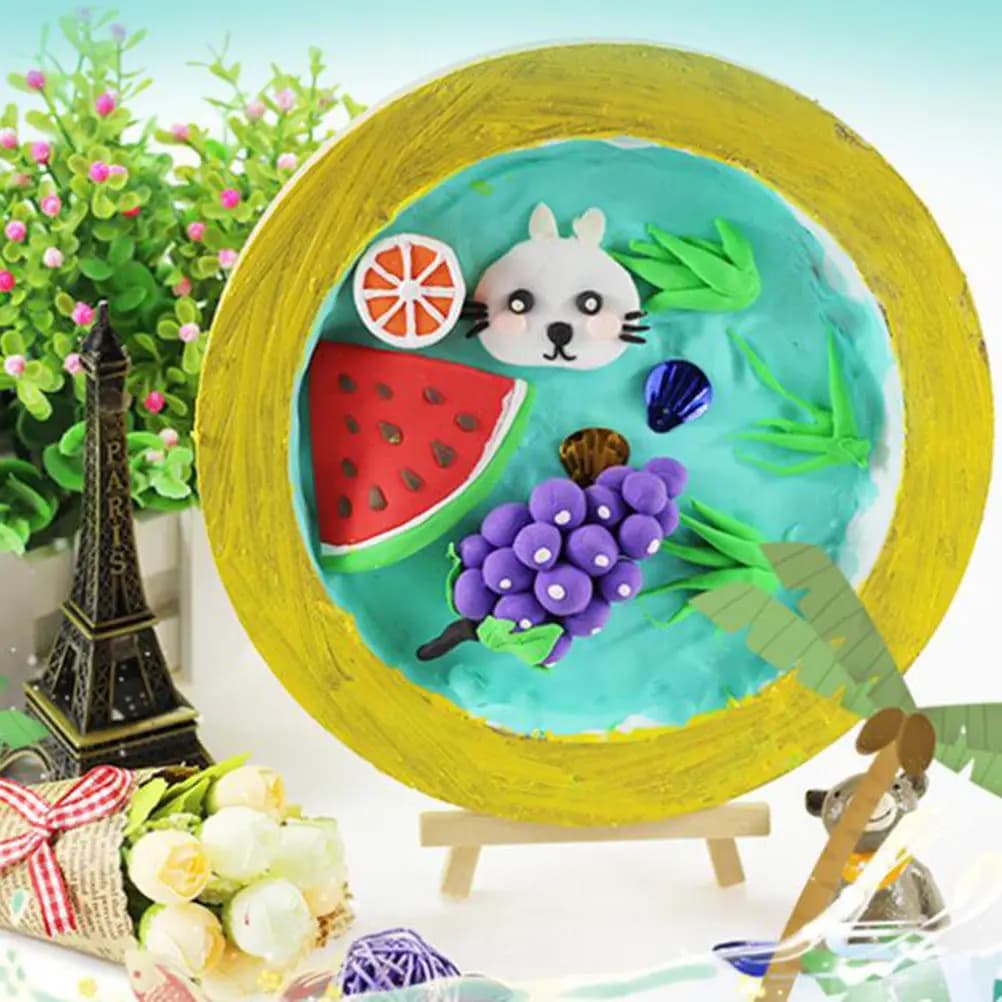3Pcs DIY Clay Picture Frames Natural Wood Tray for Painting Crafts Mess-Free Creative Fun Children Developmental Activity