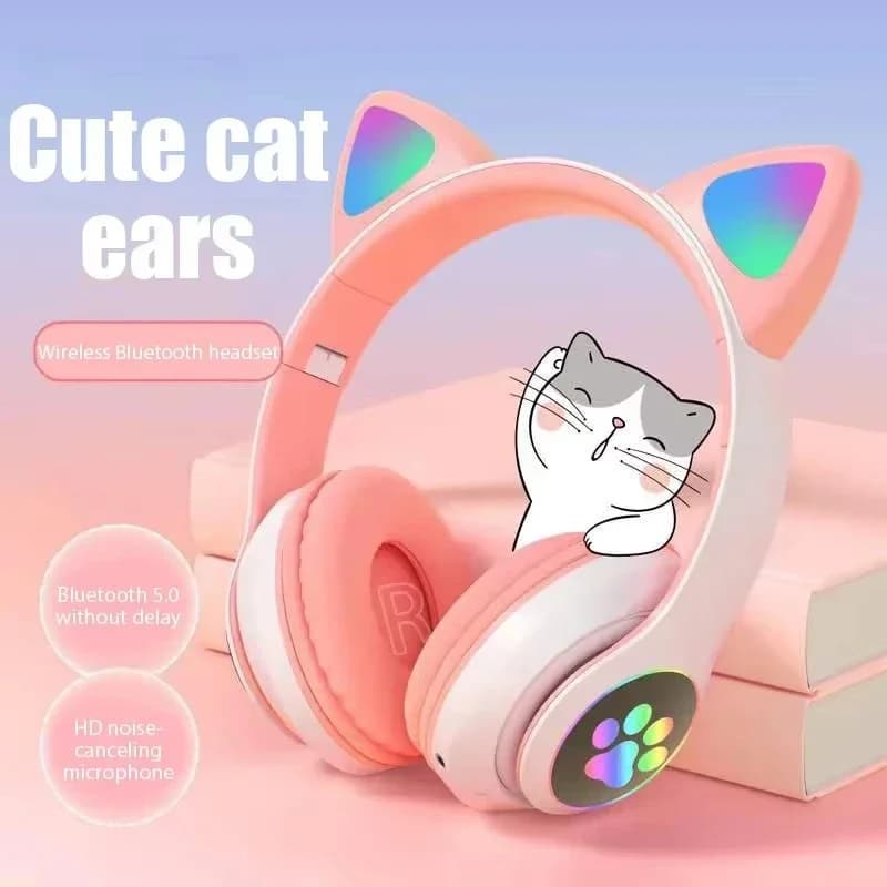 JST-28 Wireless Headphones Cat Ears Bluetooth earphones Stereo music earphones Bluetooth sports gaming headphones with microphone for phones