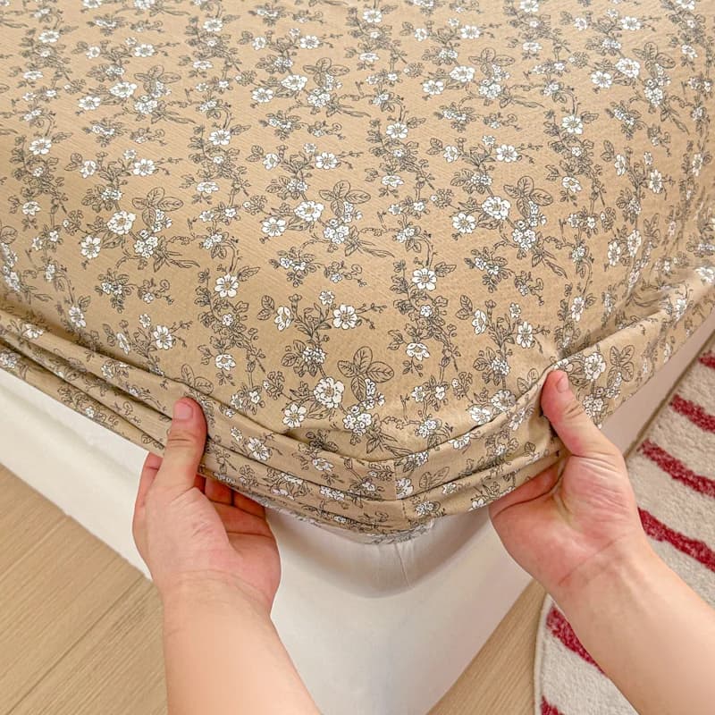 Bonenjoy Lenzuolo morbido Copriletto stile floreale Lenzuolo con angoli elastici Stampa per la casa Biancheria da letto copriletto illuminato (La federa ha bisogno dell'ordine)
