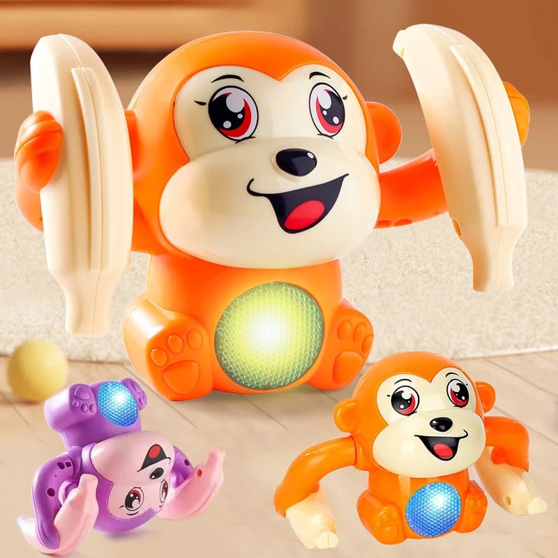 Scimmia elettrica rotolante con musica e suoni, puzzle sonori, giocattolo per bambini, regalo educativo prescolare