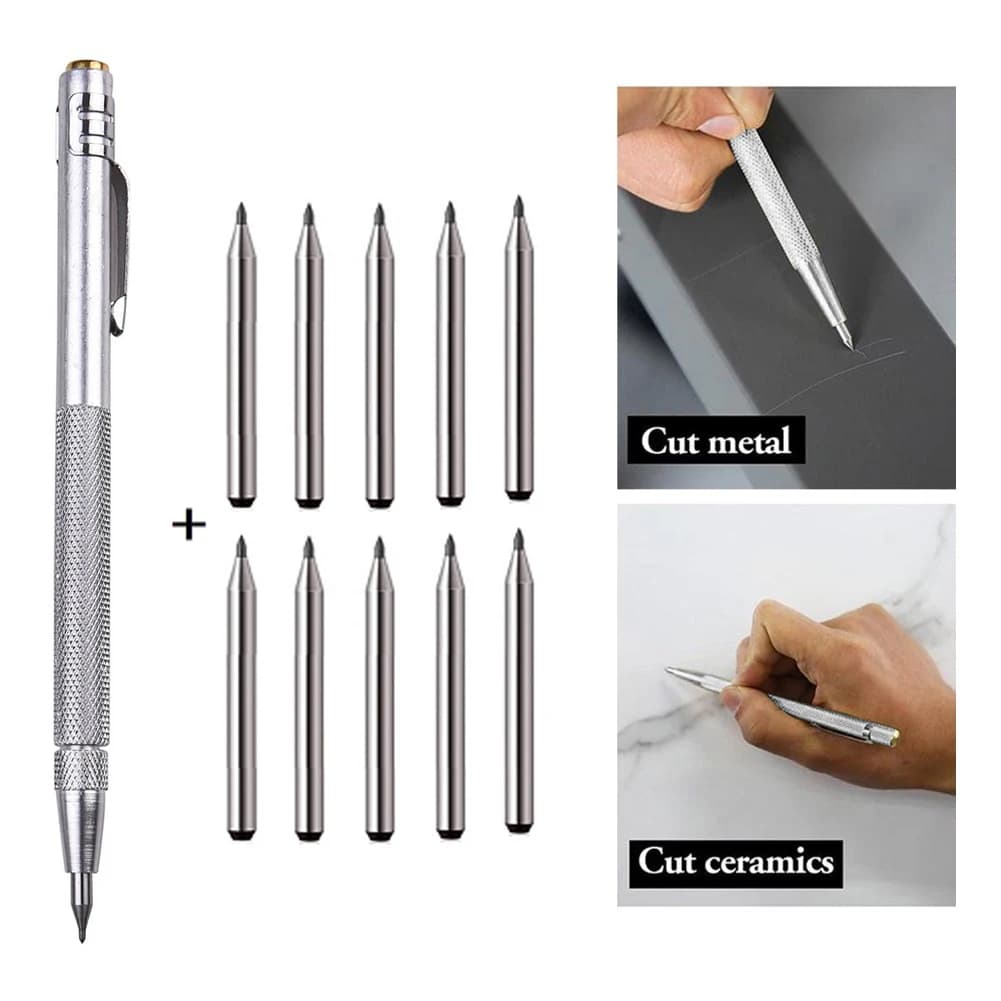 10/11 pz penna Scriber penne a incisione diamantata punta in carburo di tungsteno penna per incisione in carburo per utensili manuali in vetro/ceramica/metallo