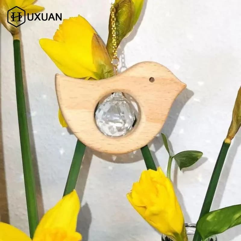 Decorative Bird and Crystal Prism Wind Chimes for Patio and Garden Charm
