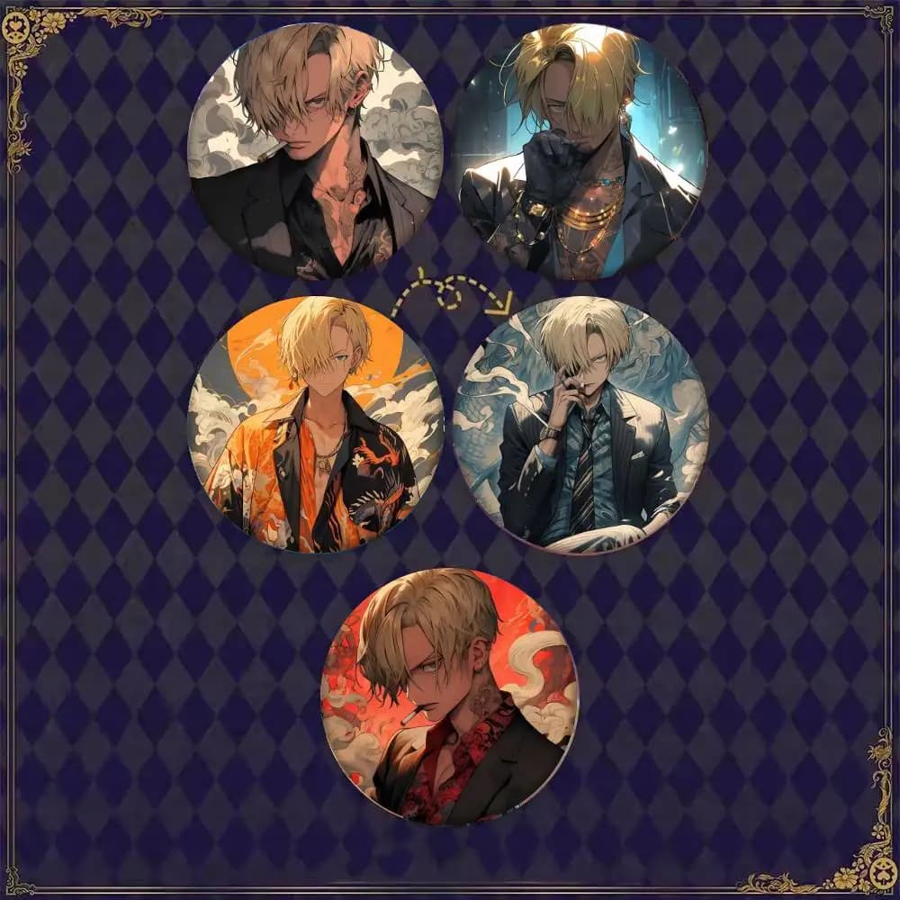 Spilla Distintivo Anime Sanji in Latta, Accessorio per Abbigliamento e Zaino, Spilla da Bavero