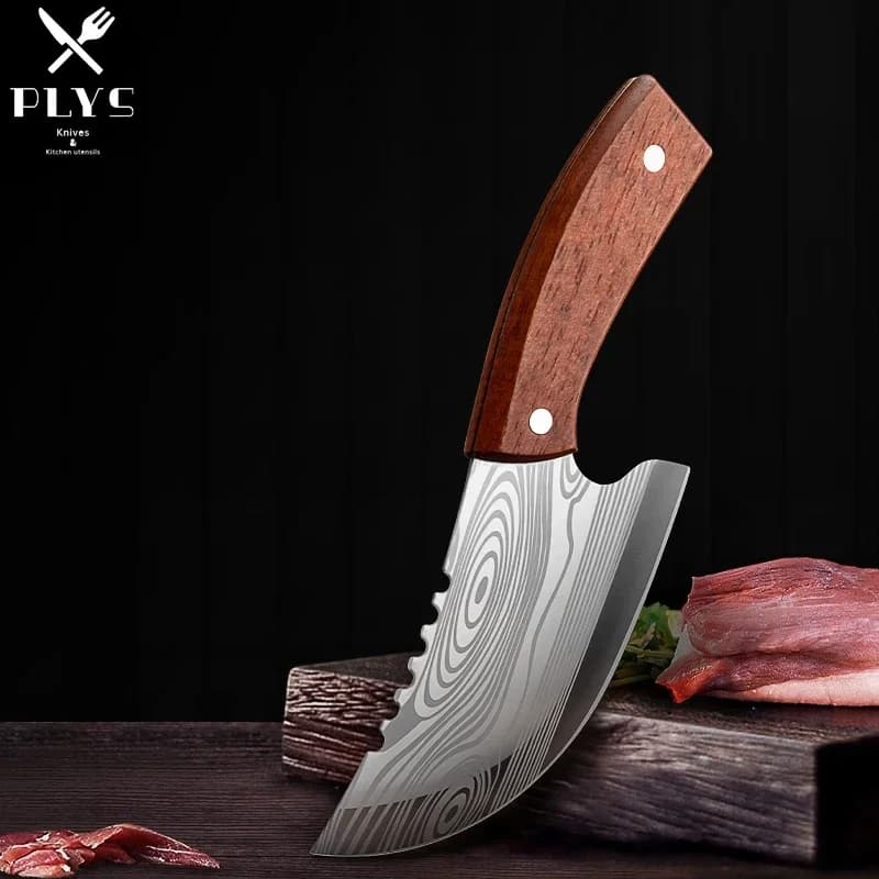 Mannaia per carne modello Damasco Coltello per disossare affilato in acciaio inossidabile Coltello per uccidere il pesce da cucina per uso domestico