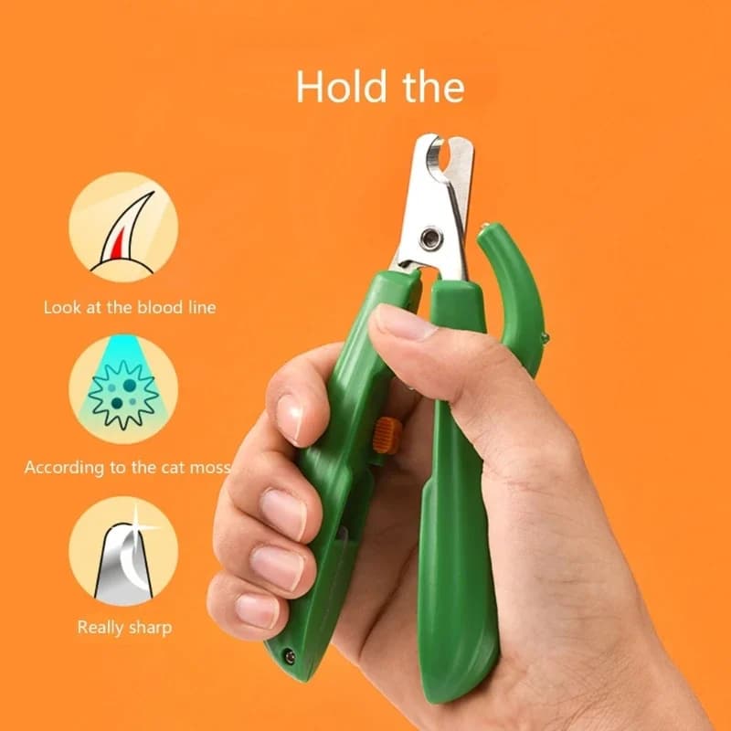 K5DC Pet Cats LED Grooming Trimmer Bloodlines Protective Cutter Pet Toenail Tool Overcutproof