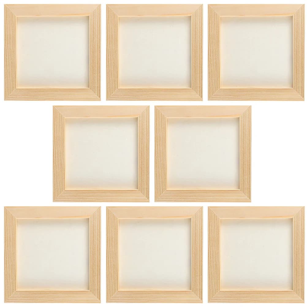 8 Pcs Hand Decor Clay Picture Frame Photo Wood Frames Blank fai da te in legno Slush Craft Child