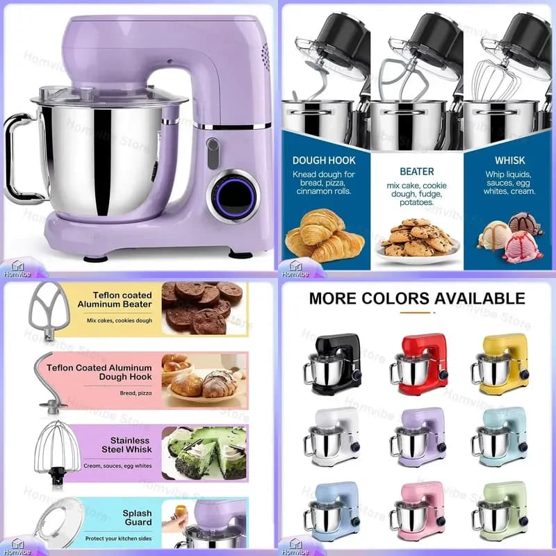 Impastatrice Elettrica da Cucina per Impastare Torte, Mixer in Acciaio Inox, Frullatore per Alimenti, Utensile da Chef per Uso Domestico