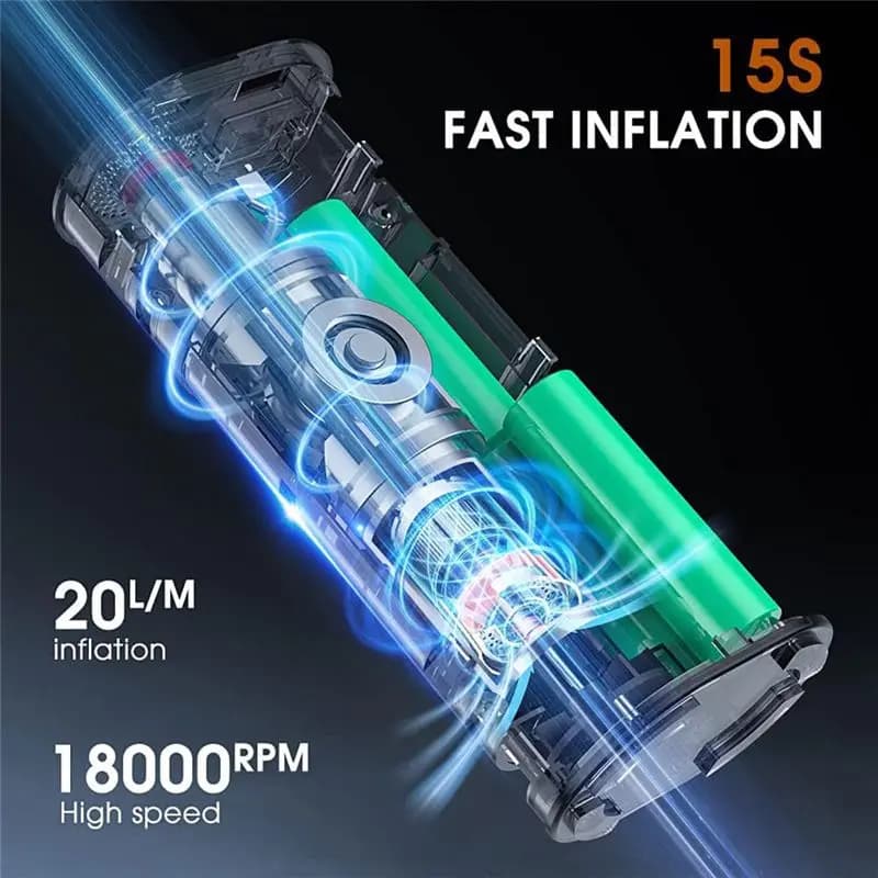 (LBER) Pompa d'Aria Elettrica Portatile con Display LED Digitale, Compressore d'Aria Wireless per Auto, Moto e Biciclette
