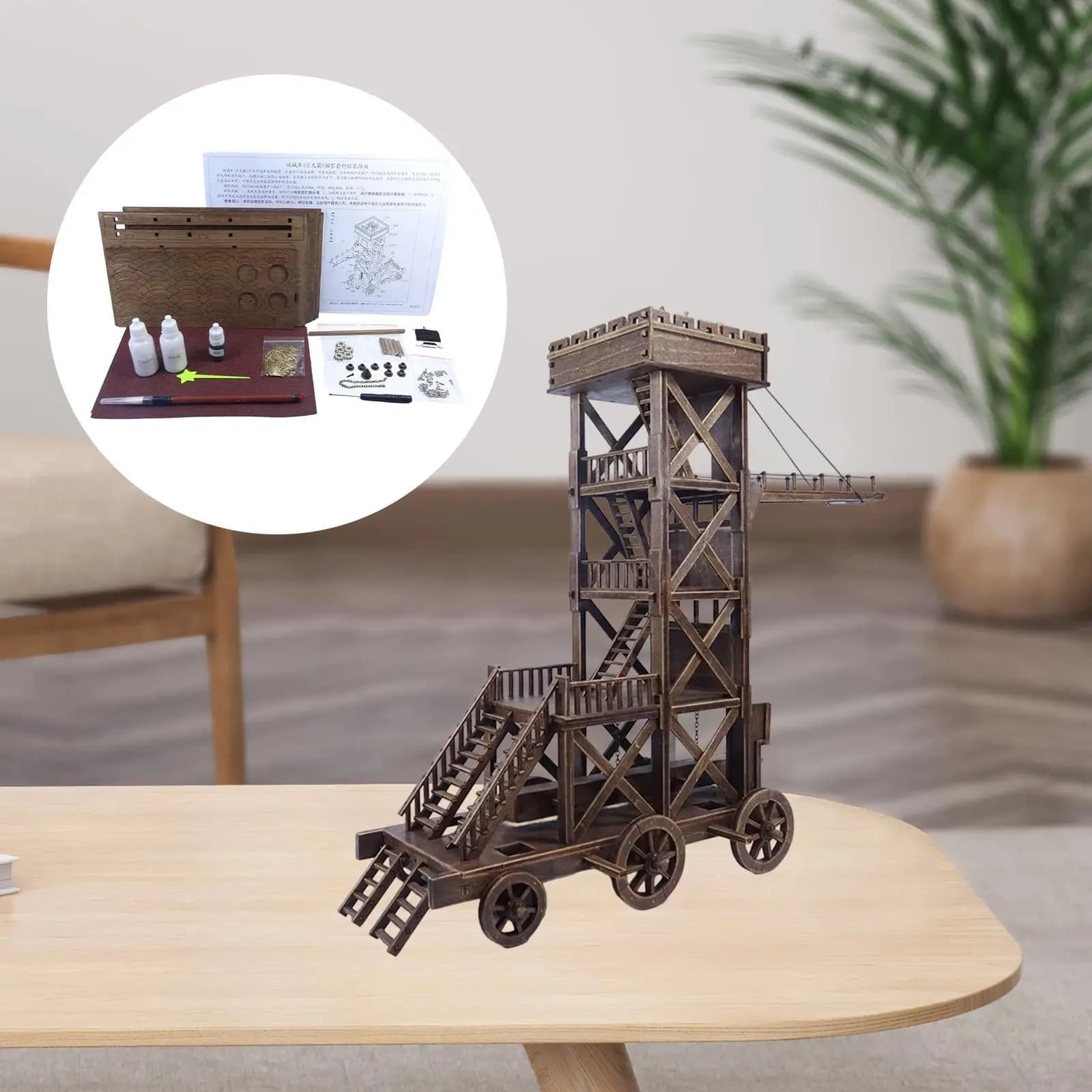 Kit di modellismo 1:72 Carro Chino Tradizionale, Giocattolo Artigianale Fai-da-te, Ornamento da Tavolo per Bambini