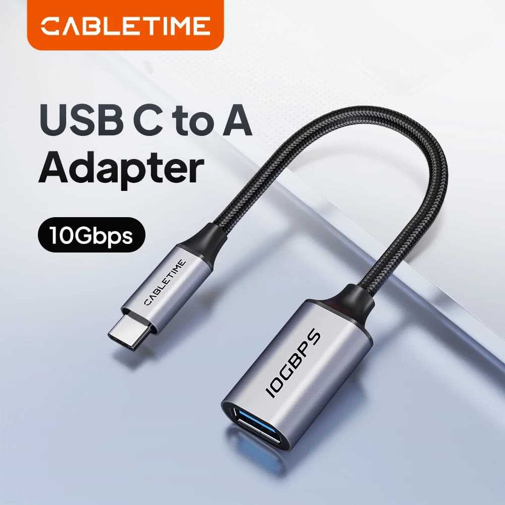CABLETIME USB C 3.2 Adapter from USB C Male to USB B Female 10 Gbps transmission cable for fast charging for Xiaomi Huawei laptop