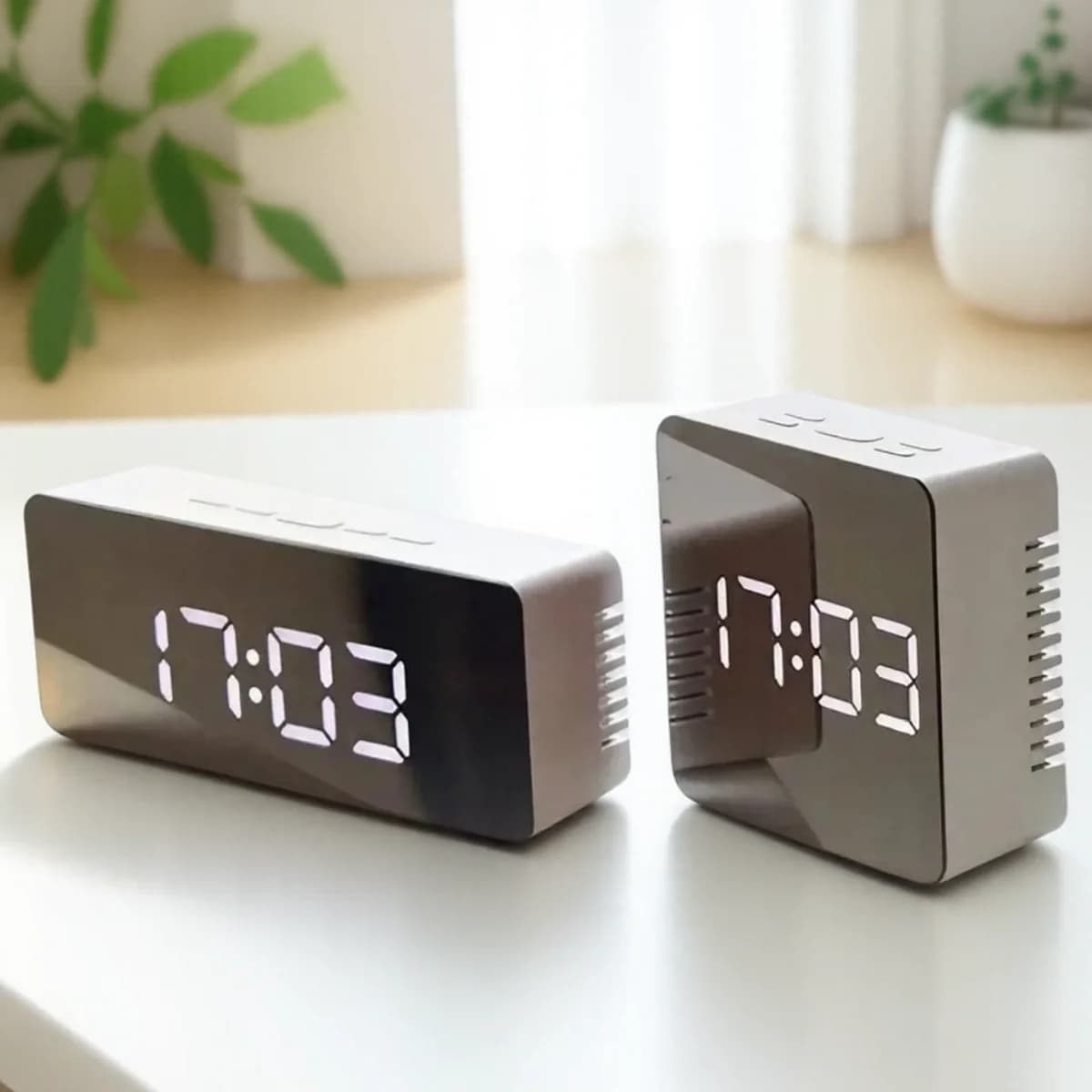 Sveglia digitale a specchio LED con display della temperatura e luce notturna intelligente per camera da letto, trucco e uso in ufficio