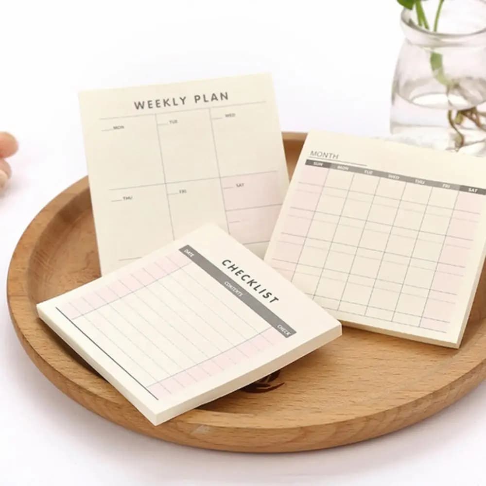 Elenco di assegni mensili settimanali piano di lavoro quaderno di carta quadrato diario Agenda Daybook Cute Ticket Memo pad Note To Do List Planner