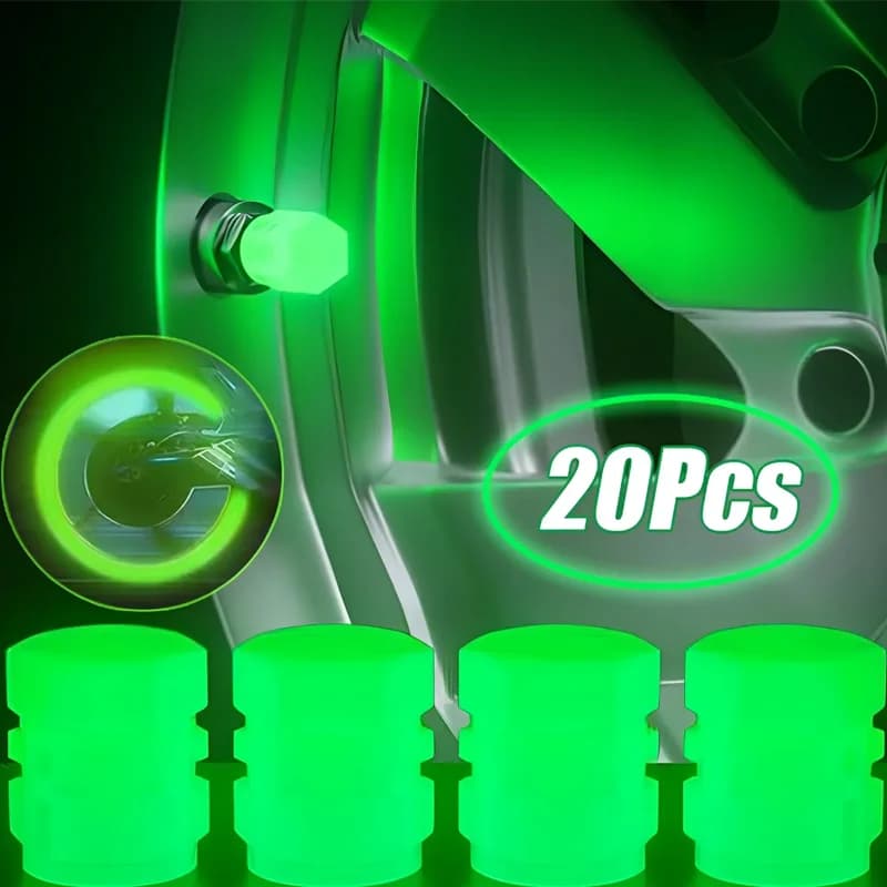 Luminous Valve Caps Fluorescent Night Car Tire Valve Caps Motorcycle Bike Glowing Decor Wheel Nozzles Tyre Cap Car Accessories