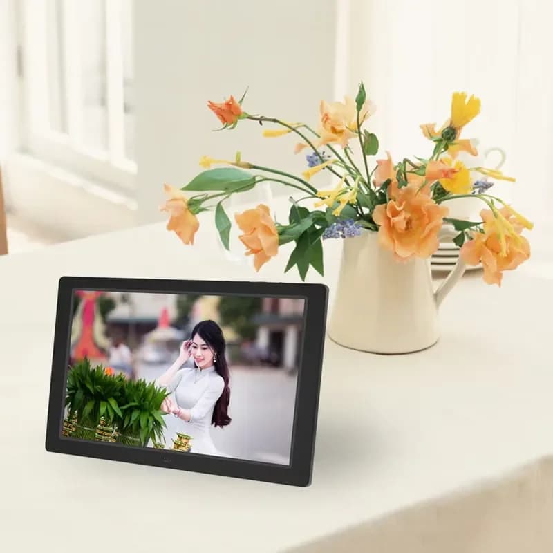 12.1 Inch HD 1280x800 LED Display Smart Digital Photo Frame with Back-light MP3 AVI Clock Features for Album & Music Display