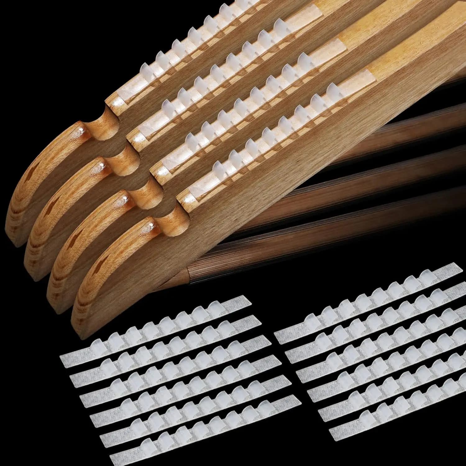 200 Pcs Non-Slip Rubber Hanger Grips Adhesive Strips 2.8x0.2 Inch Clear for Clothes