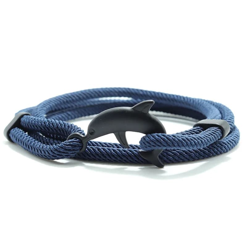 Creativo Delfino Milano Braccialetto di Corda Da Uomo Fatto A Mano Regolabile Multistrato Animale Marino Avvolgente Braslet Spiaggia Surf Homme Gioielli