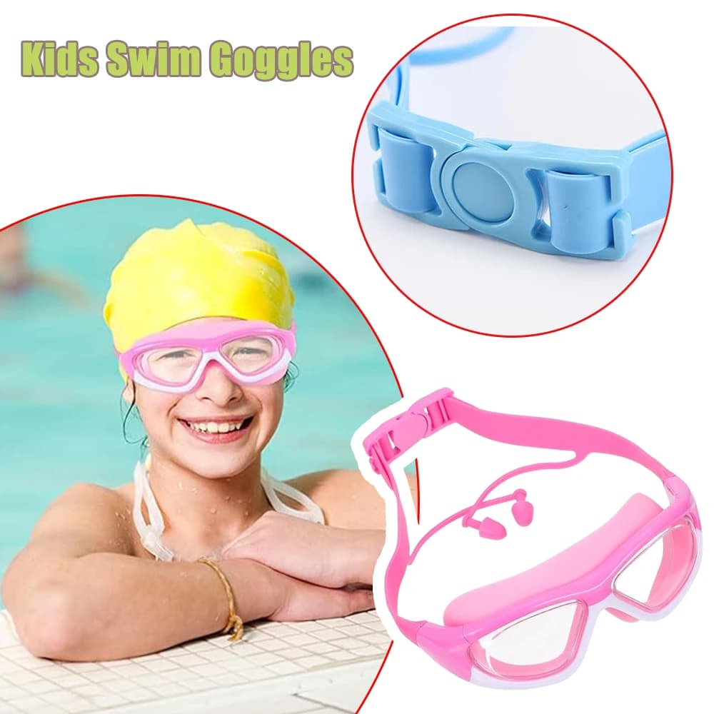 Occhialini da Nuoto Antiappannamento HD per Bambini, Montatura Grande, Impermeabili, Professionali, con Cuffia da Nuoto per Ragazzi e Ragazze