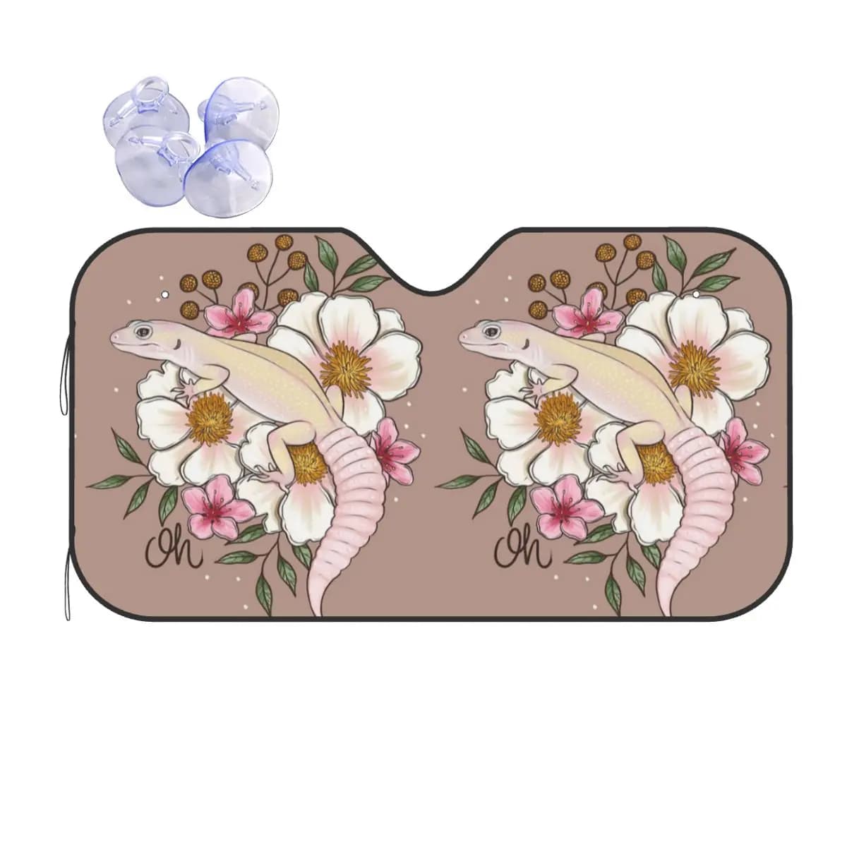 Leopard Gecko Murphy senza motivi con fiori Parasole Parabrezza Parabrezza anteriore per auto Finestra Visiera parasole Accessori Coperture