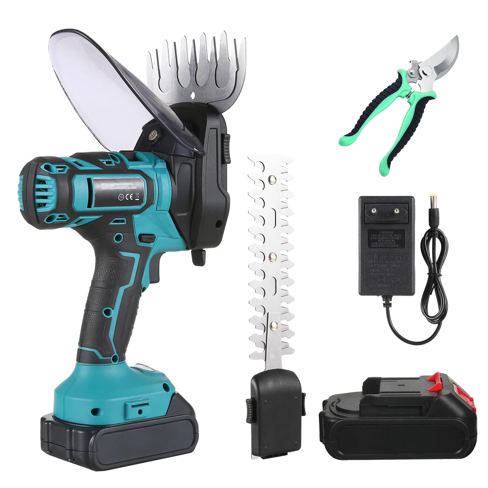 2 in 1 Electric Grass Trimmer Pruning Shears Clippers Power Hedge Trimmers 20V Cordless Grass Shears for Gardening
