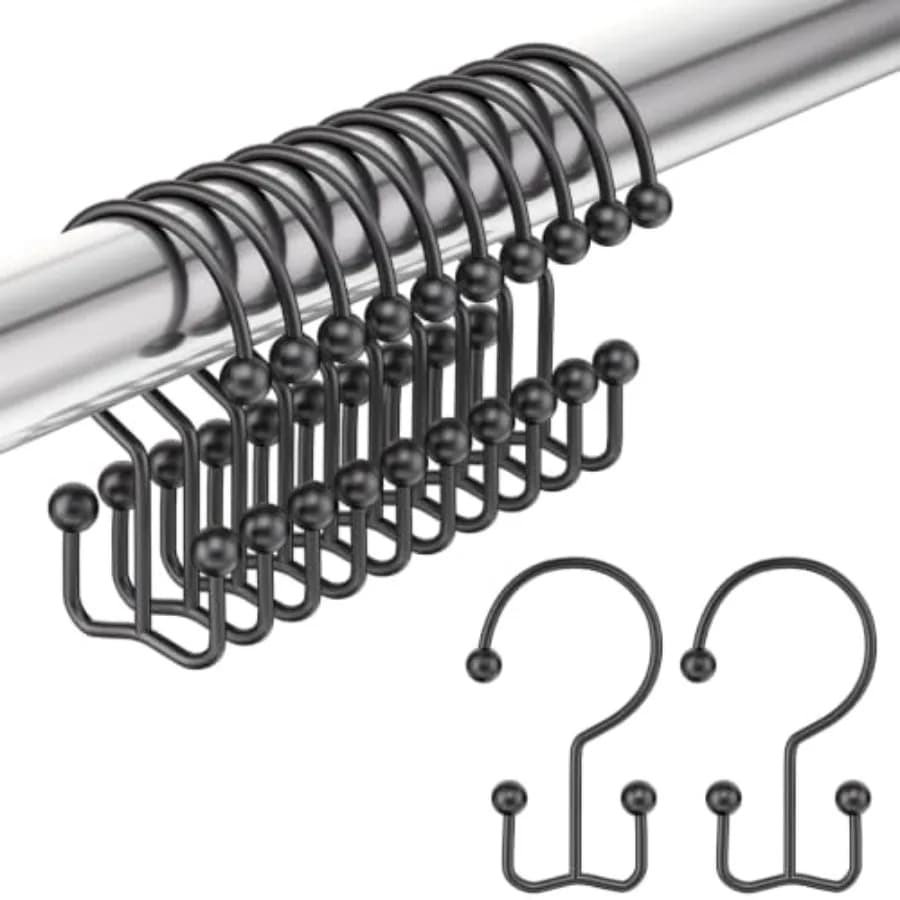 Shower Curtain Shower Curtain, Shower Curtain Rings Sturdy Stainless Steel Shower Hooks for Bathroom Shower Curtain Rod, 12Pcs