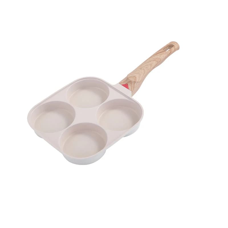 Padella antiaderente a 4 fori con rivestimento in granito per uova, omelette e pancake, riscaldamento rapido, facile da pulire, per la cucina di casa.