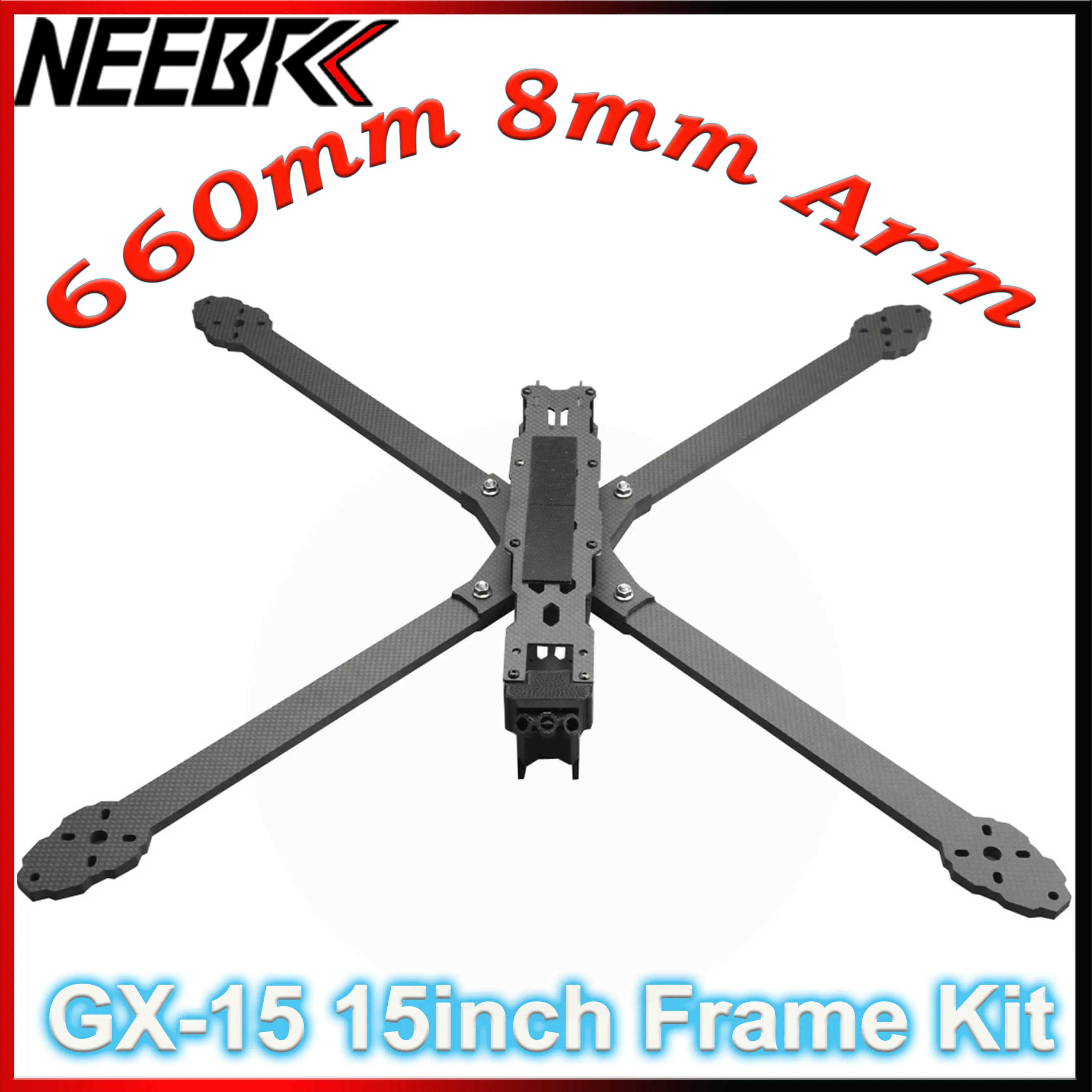 Kit Telaio FPV GX-15 da 15 Pollici, 660mm, in Fibra di Carbonio Rinforzata, Braccio da 8mm per Drone FPV RC Freestyle X-Class da Corsa a Lungo Raggio Fai-da-te