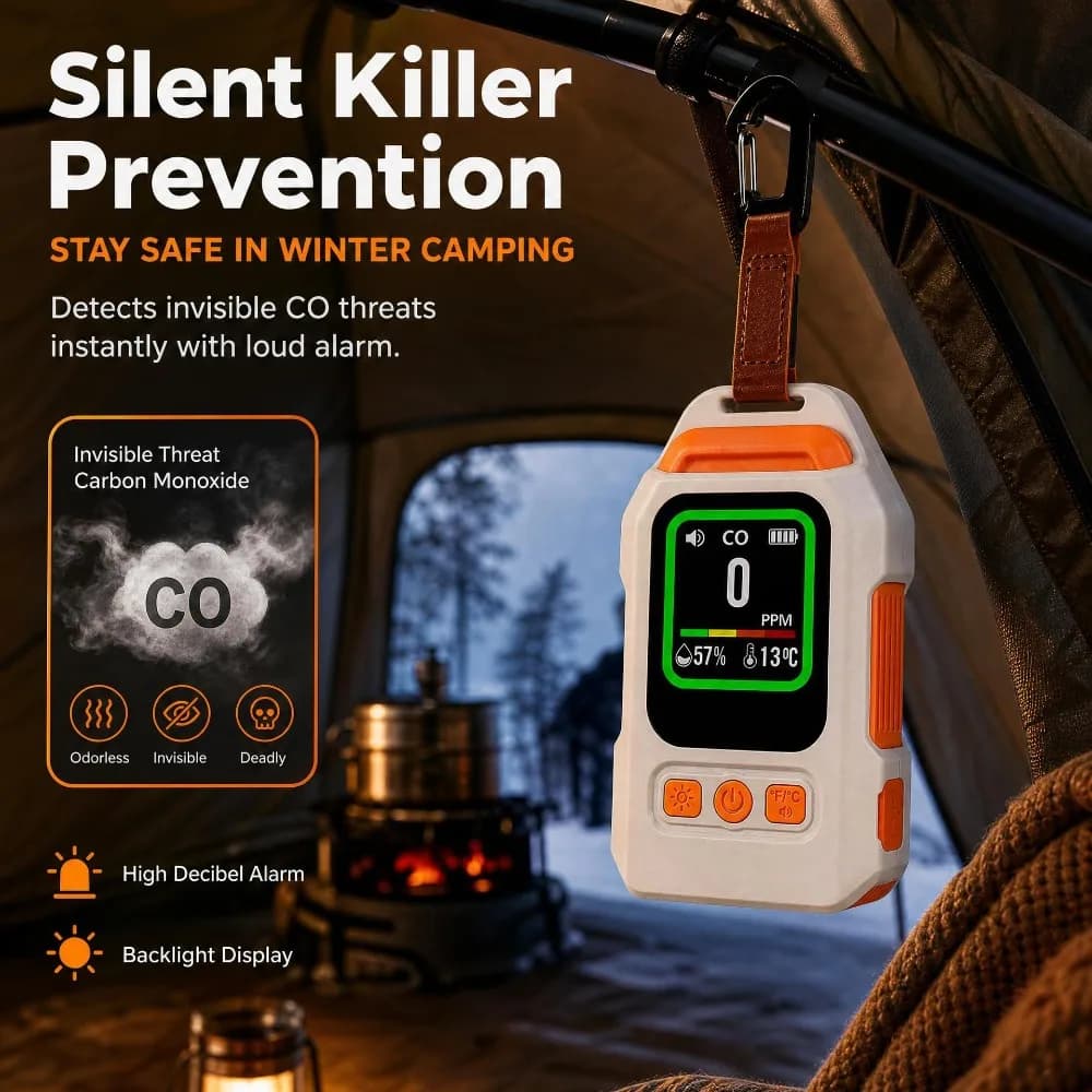CO Carbon Monoxide Detector alarm for outdoor camping Carbon monoxide temperature and humidity monitoring Detector