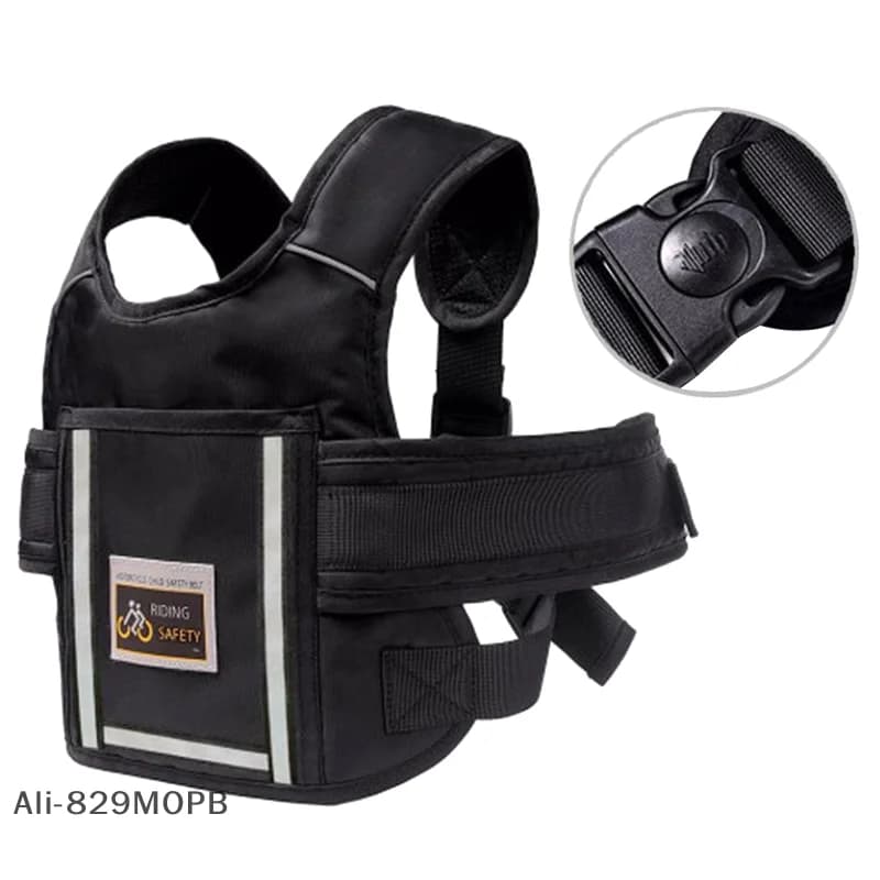 Universal Motorcycle Safety Belt For Kids With Storage Bag Rear Seat Grab Handle Strap Harness Adjustable Child Reflective Strip
