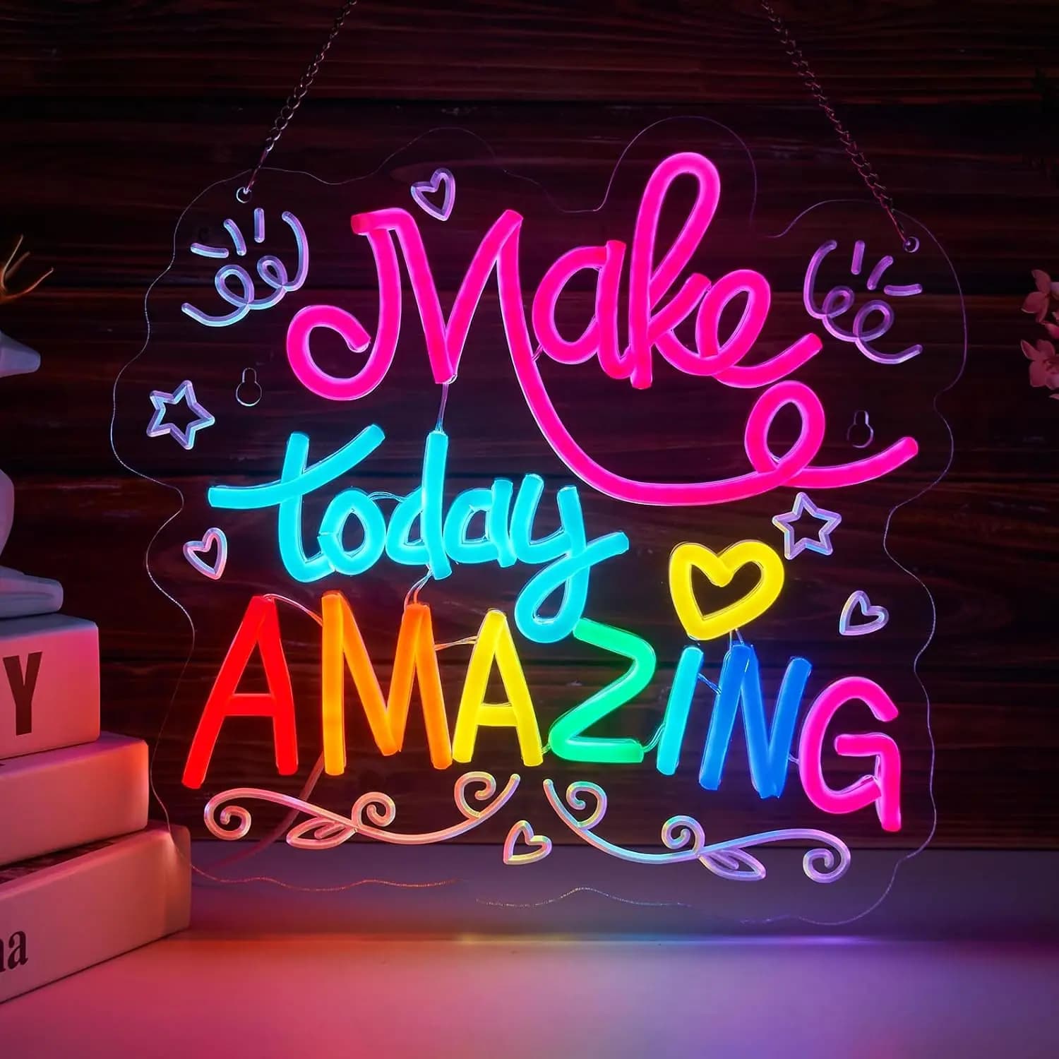 Insegna al Neon 'Make Today Amazing' Luce LED USB Personalizzabile per Decorazione di Aule, Bar, Sale Giochi, Camere da Letto Regalo