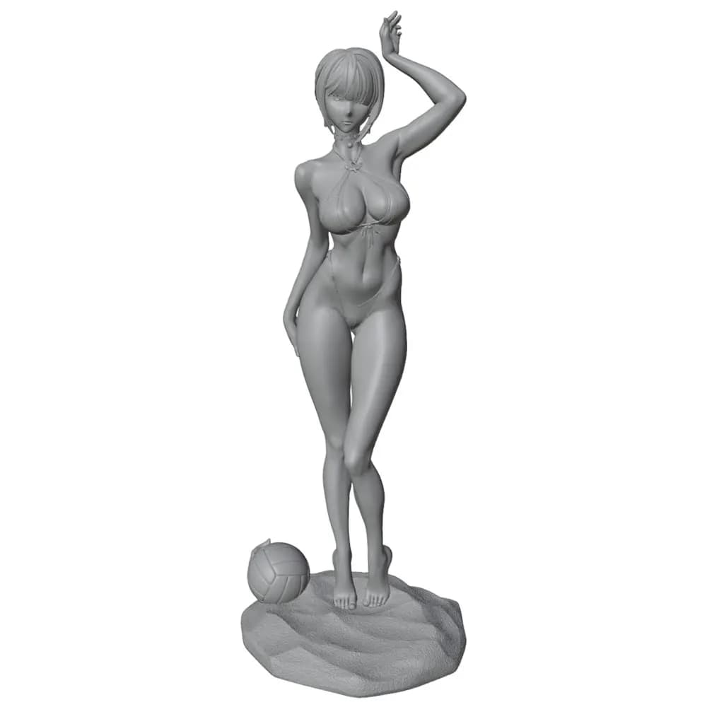 Statuetta in Resina di Ragazza Sexy da Spiaggia in Scala 1/24, Modello in Miniatura da 75mm, Figura Giocattolo, Bella Spiaggina che Gioca a Pallavolo, Modello in Resina ad Alta Precisione Non Dipinto, Perfetto per Giochi di Ruolo e Collezionismo