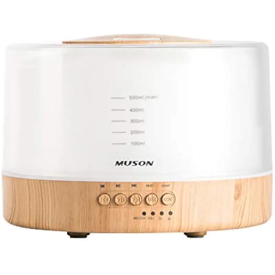 muson Essential Oil Diffuser Sound Machine Combo Diffuser for Aromatherapy Fragrant Oil Cool Mist Humidifier with Natural Sound
